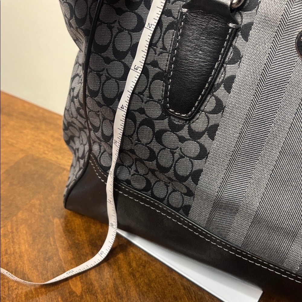 Coach Signature Canvas Shoulder Bag in Black and Gray - Picture 10 of 16
